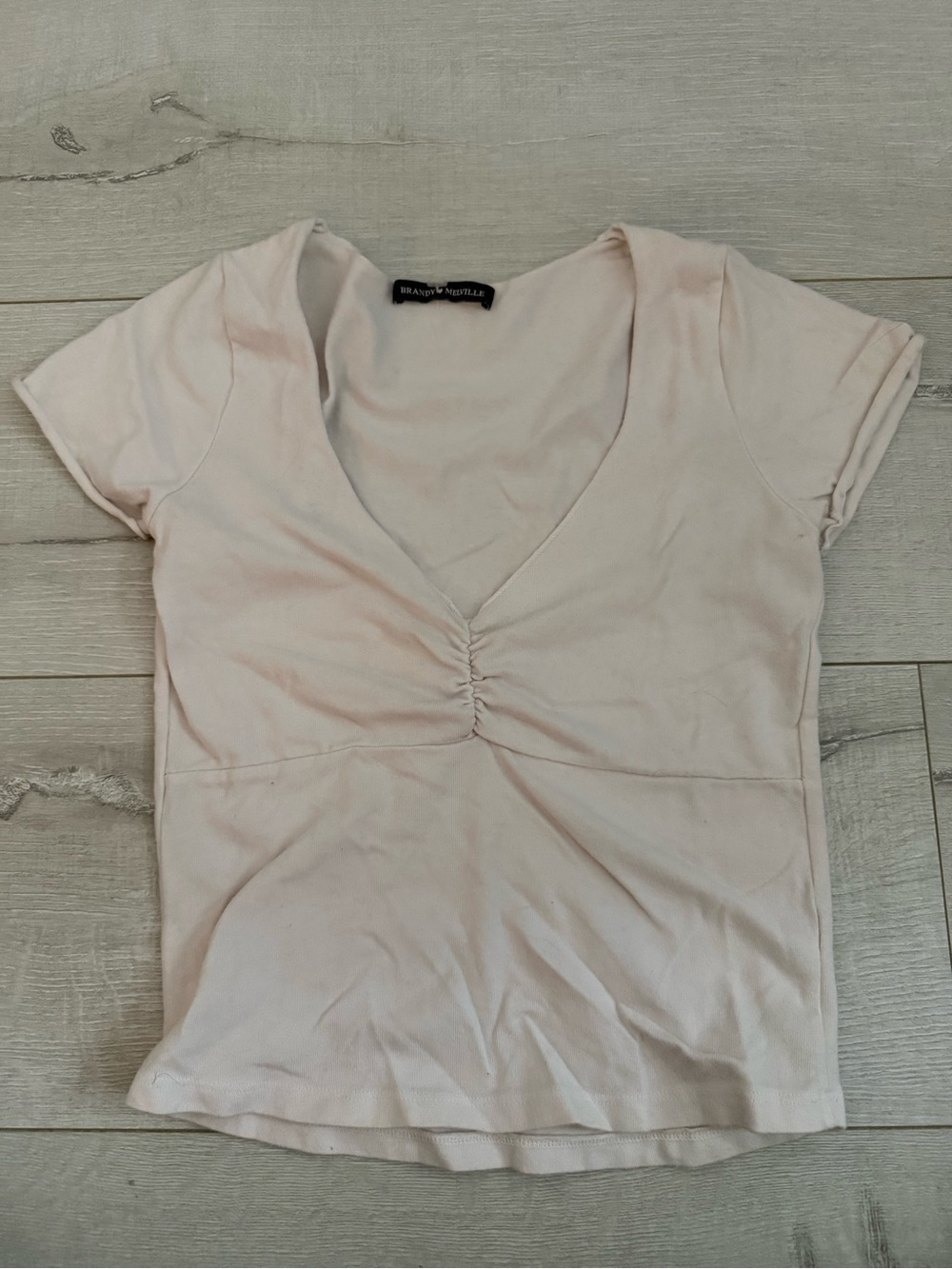 Brandy Melville Gina top Pale Pink V-Neck Ruched Women’s Top
